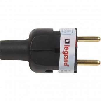 Вилка LEGRAND 2К серия Элиум 16 А резина прямой ввод чёрный Вилка LEGRAND 2К серия Элиум 16 А резина прямой ввод чёрный