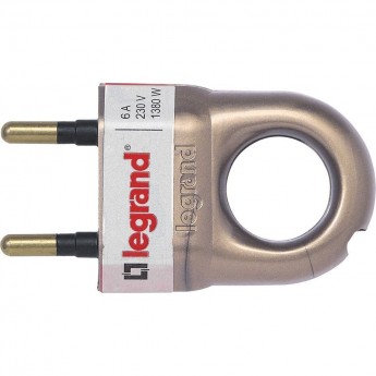 Вилка LEGRAND 2К серия Элиум 6 А с кольцом пластик бронзовый Вилка LEGRAND 2К серия Элиум 6 А с кольцом пластик бронзовый