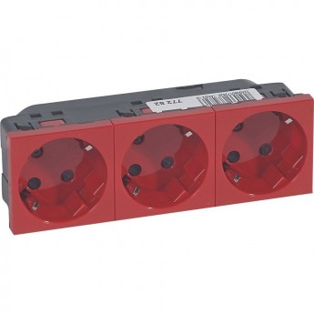 Розетка LEGRAND 3 x 2К+3 под углом 45° Программа Mosaic с механической блокировкой красный Розетка LEGRAND 3 x 2К+3 под углом 45° Программа Mosaic с механической блокировкой красный