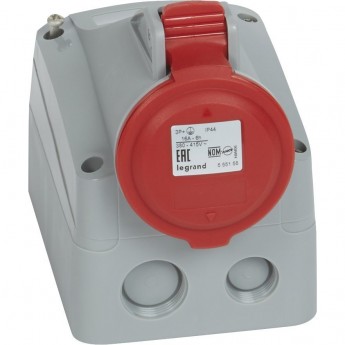 Розетка LEGRAND накладная 16А 3К+З 380 В IP 44 серый