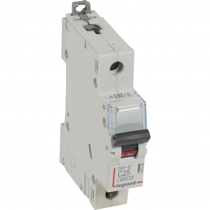 Автоматический выключатель LEGRAND DX³-E 6000 6 кА тип C 1П 230/400 В 25А 1 модуль белый 407265
