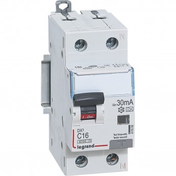 Автоматический выключатель дифференциального тока LEGRAND DX³ 6000 10 кА тип характеристики С 1П+Н 230 В 16 А тип A 30 мА 2 модуля белый Автоматический выключатель дифференциального тока LEGRAND DX³ 6000 10 кА тип характеристики С 1П+Н 230 В 16 А тип A 30 мА 2 модуля белый