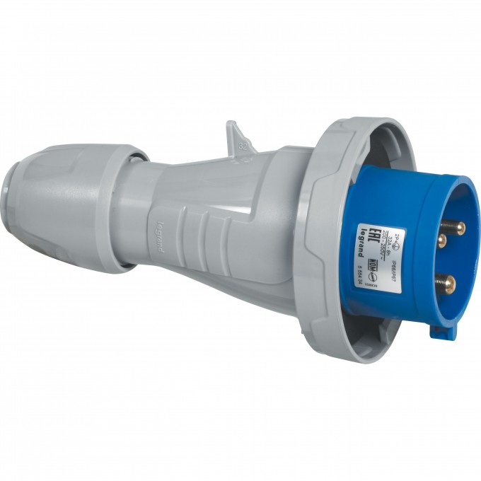 Прямая вилка LEGRAND P17 Tempra Pro IP 66/67 200/250 В 32 A 2К+З 555434