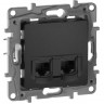 Двойная розетка LEGRAND Etika RJ 45 категория 5е UTP антрацит 672655