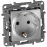 Розетка LEGRAND 2К+З немецкий стандарт винтовые зажимы 16 А 250 В Etika алюминий 672421