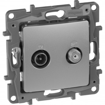 Розетка LEGRAND TV/SAT двухкабельная ETIKA алюминий Розетка LEGRAND TV/SAT двухкабельная ETIKA алюминий
