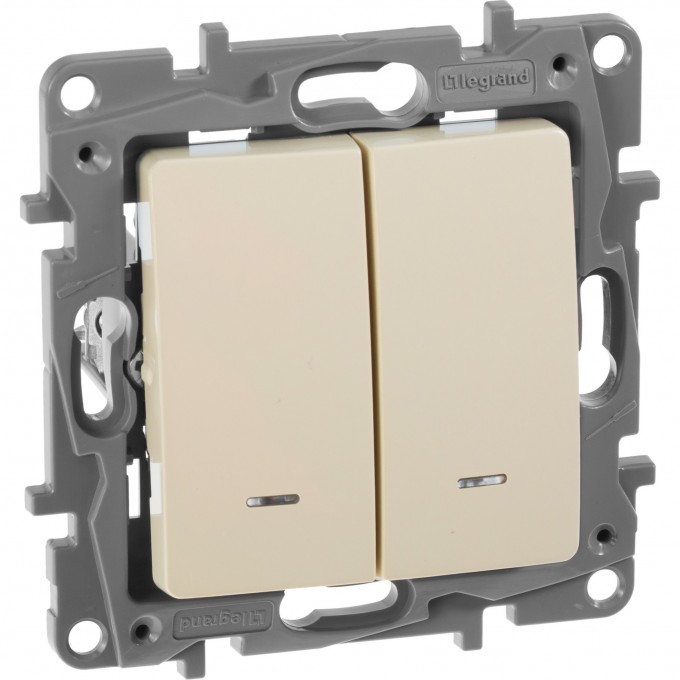 Выключатель LEGRAND Etika двухклавишный с подсветкой 10 A 250 В слоновая кость 672304