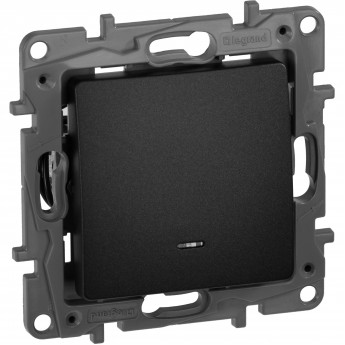 Выключатель LEGRAND Etika одноклавишный с подсветкой/индикацией автоматические клеммы 10 AX 250 В антрацит Выключатель LEGRAND Etika одноклавишный с подсветкой/индикацией автоматические клеммы 10 AX 250 В антрацит