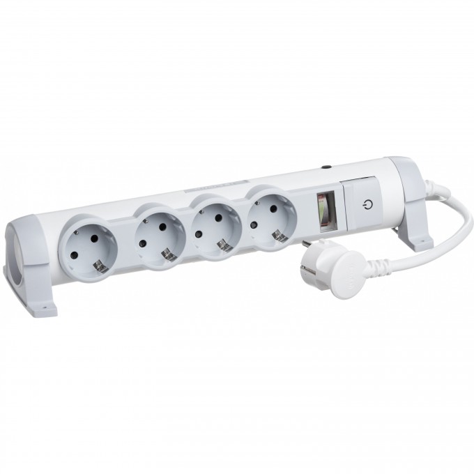 Многорозеточный блок LEGRAND 'Комфорт и безопасность' 4 x 2К+З с кабелем длиной 3 м белый 694643