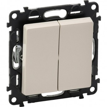 Выключатель LEGRAND Valena LIFE двухклавишный 10А 250В с лицевой панелью безвинтовые зажимы слоновая кость