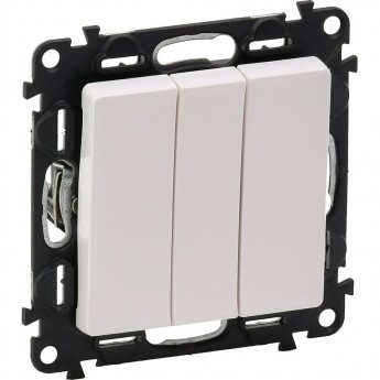 Выключатель LEGRAND Valena LIFE трехклавишный 10АХ 250В с лицевой панелью винтовые зажимы белый