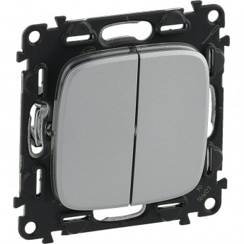 Выключатель Valena ALLURE двухклавишный 10А 250В с лицевой панелью безвинтовые зажимы алюминий Выключатель Valena ALLURE двухклавишный 10А 250В с лицевой панелью безвинтовые зажимы алюминий