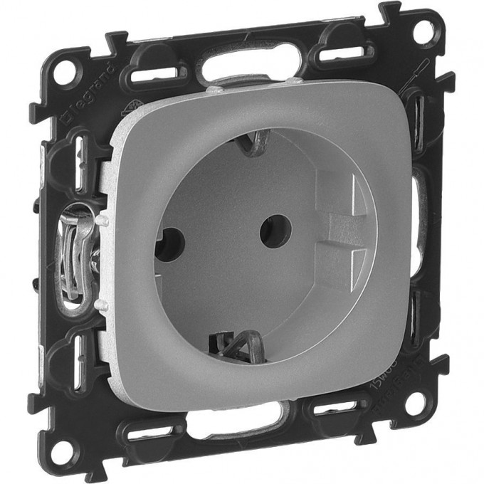 Силовая розетка LEGRAND Valena ALLURE 2К+З 16А 250В с лицевой панелью безвинтовые зажимы алюминий 753921