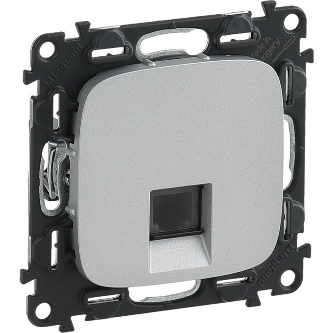 Телефонная розетка LEGRAND Valena ALLURE RJ11 одиночная с лицевой панелью алюминий 753938