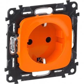 Силовая розетка LEGRAND Valena ALLURE 2К+З 16А 250В с защитными шторками безвинтовые зажимы с лицевой панелью оранжевый