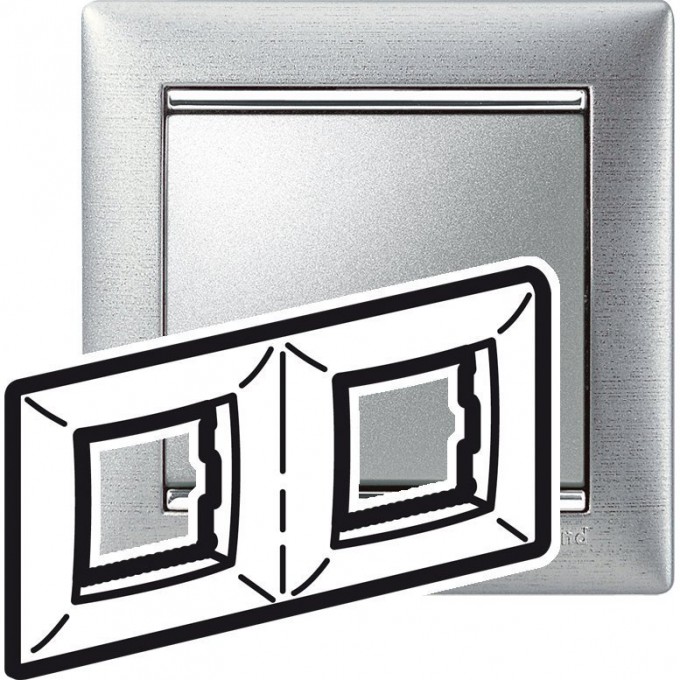 Рамка LEGRAND Valena 2 поста алюминий матовый 770332