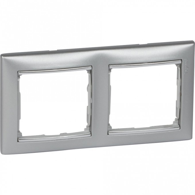 Рамка LEGRAND Valena 2 поста алюминий/серебряный штрих 770352