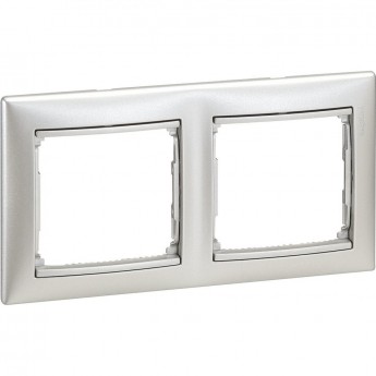 Рамка LEGRAND Valena 2 поста горизонтальный монтаж алюминий Рамка LEGRAND Valena 2 поста горизонтальный монтаж алюминий