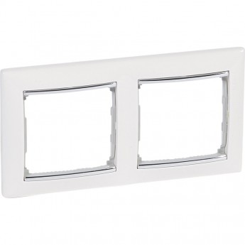 Рамка LEGRAND Valena 2 поста горизонтальный монтаж белый/серебряный штрих Рамка LEGRAND Valena 2 поста горизонтальный монтаж белый/серебряный штрих