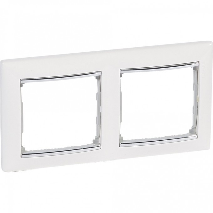 Рамка LEGRAND Valena 2 поста горизонтальный монтаж белый/серебряный штрих 770492