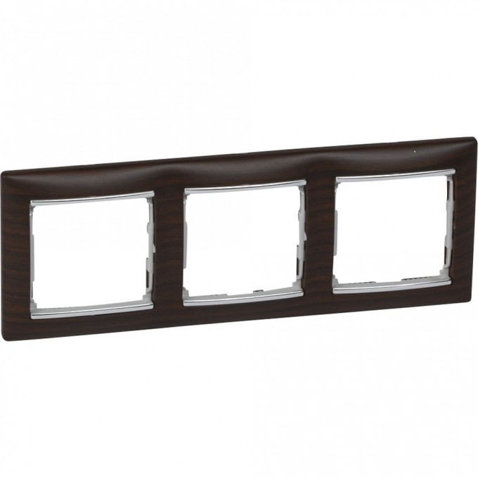 Рамка LEGRAND Valena 3 поста горизонтальный монтаж темное дерево/серебряный штрих 770373