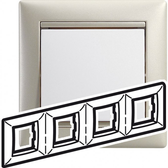 Рамка LEGRAND Valena 4 поста вертикальный и горизонтальный жемчужный 770474