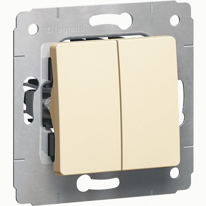 Двойной переключатель на 2 направления двухклавишный Cariva авт. клеммы 10 или 16 АX 250 В слоновая кость 773708