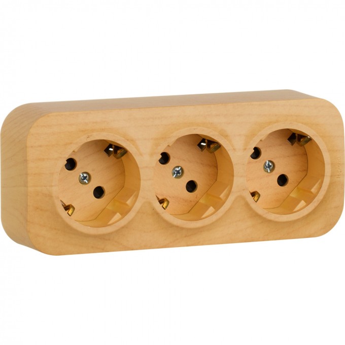 Розеточный блок LEGRAND 3 x 2К+З с защитными шторками 16 A250 В Quteo IP 20 дерево 782278