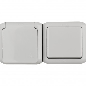 Выключатель LEGRAND Quteo 2К+З розетка с защитными шторками 16 A 250 В IP 44 серый Выключатель LEGRAND Quteo 2К+З розетка с защитными шторками 16 A 250 В IP 44 серый
