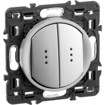 Выключатель LEGRAND Celiane двухклавишный с подсветкой титан Выключатель LEGRAND Celiane двухклавишный с подсветкой титан