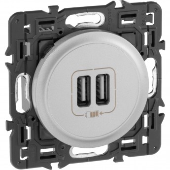 Зарядное устройство LEGRAND Celiane 2 х USB 1500 мА, титан Зарядное устройство LEGRAND Celiane 2 х USB 1500 мА, титан