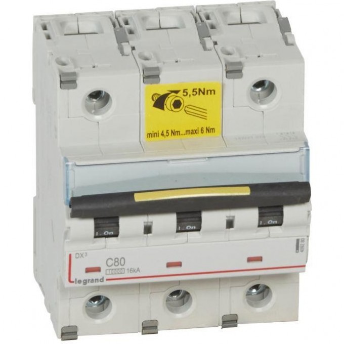 Автоматический выключатель LEGRAND DX3 16кА 80А 3П тип C белый 409280