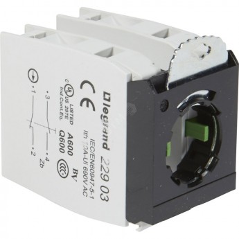 Блок комплектующий для кнопок LEGRAND трехпостовой, 2НО 1НЗ, под винт Блок комплектующий для кнопок LEGRAND трехпостовой, 2НО 1НЗ, под винт