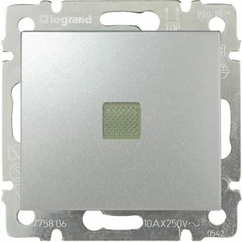 Переключатель LEGRAND Valena на два направления с подсветкой 10 A 250 В цвет алюминий Переключатель LEGRAND Valena на два направления с подсветкой 10 A 250 В цвет алюминий