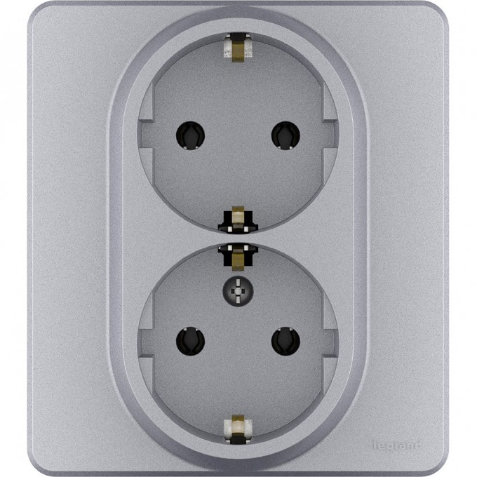 Розетка LEGRAND INSPIRIA 2 x 2К+З немецкий стандарт 16 А 250 В алюминий 673752