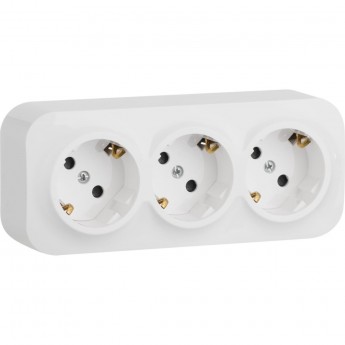 Розетка LEGRAND Quteo тройная с заземлением 3х2К+З с защитными шторками, белый Розетка LEGRAND Quteo тройная с заземлением 3х2К+З с защитными шторками, белый