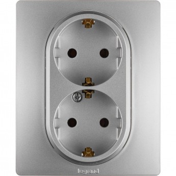 Розетка LEGRAND 2 x 2К+З немецкий стандарт винтовые зажимы 16 А 250 В Etika алюминий Розетка LEGRAND 2 x 2К+З немецкий стандарт винтовые зажимы 16 А 250 В Etika алюминий