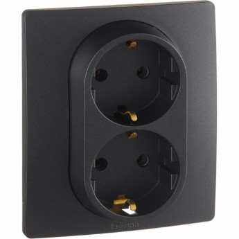 Розетка LEGRAND 2 x 2К+З немецкий стандарт винтовые зажимы 16 А 250 В Etika антрацит Розетка LEGRAND 2 x 2К+З немецкий стандарт винтовые зажимы 16 А 250 В Etika антрацит
