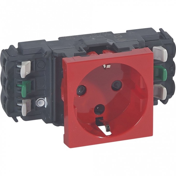 Розетка LEGRAND Mosaic 2К+3 для кабель-каналов, автоматические клеммы, с механической блокировкой, красный 77421