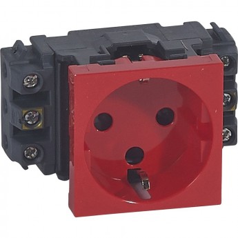 Розетка LEGRAND Mosaic 2К+3 для кабель-каналов с механической блокировкой, с винтовыми зажимами, красный Розетка LEGRAND Mosaic 2К+3 для кабель-каналов с механической блокировкой, с винтовыми зажимами, красный