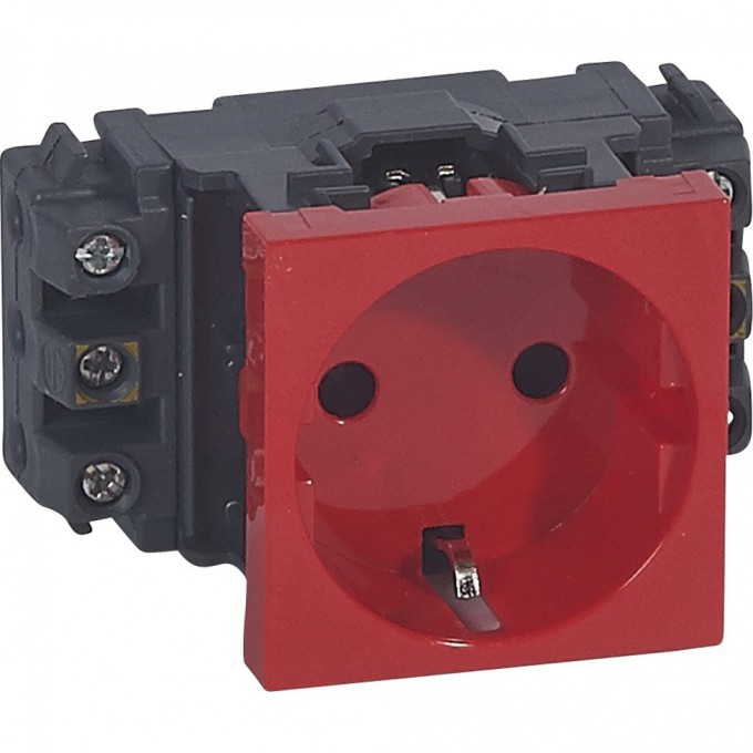 Розетка LEGRAND Mosaic 2К+3 для кабель-каналов, с винтовыми зажимами., красный 77611
