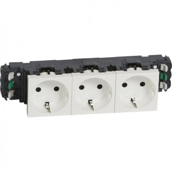Розетка LEGRAND Mosaic 3х2К+3 для кабель-каналов, автоматические клеммы, белый