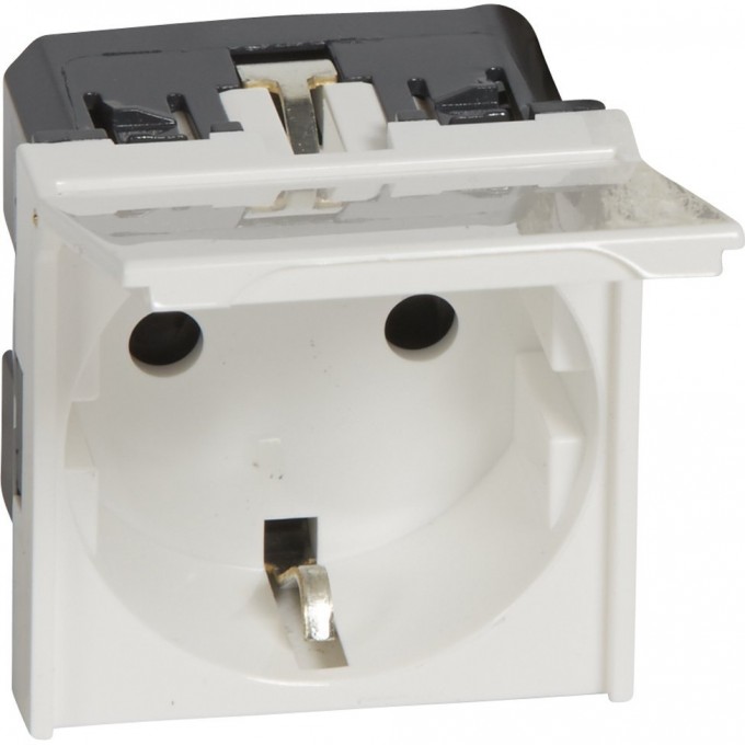 Розетка с крышкой LEGRAND Mosaic 2К+3, с автоматическими клеммами, 2 модуля, белый. 77219