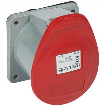 Встраиваемая прямая розетка LEGRAND P17 Tempra Pro с уменьшенным фланцем IP 44 380/415 В 32 A 3К+З Встраиваемая прямая розетка LEGRAND P17 Tempra Pro с уменьшенным фланцем IP 44 380/415 В 32 A 3К+З